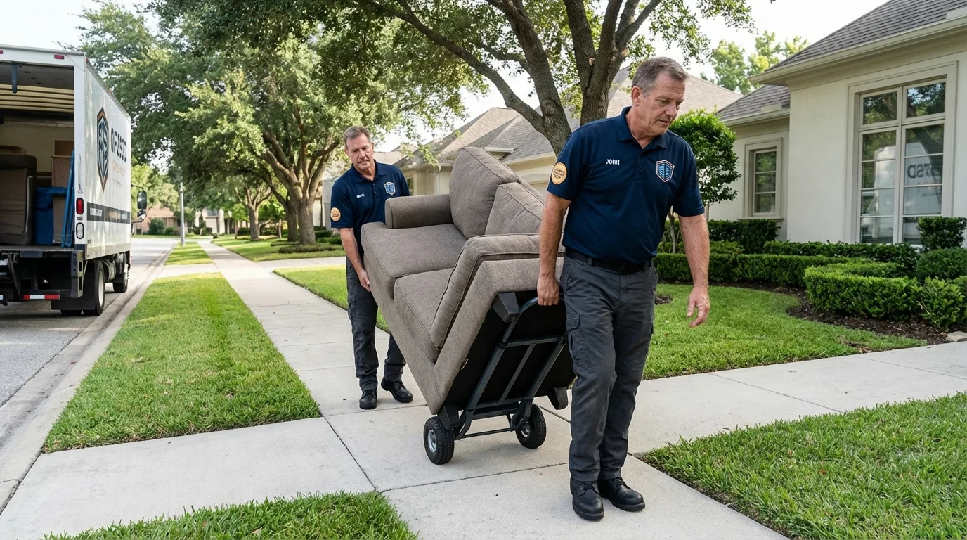 Local residential moving crew loading furniture in Lewiston, NY